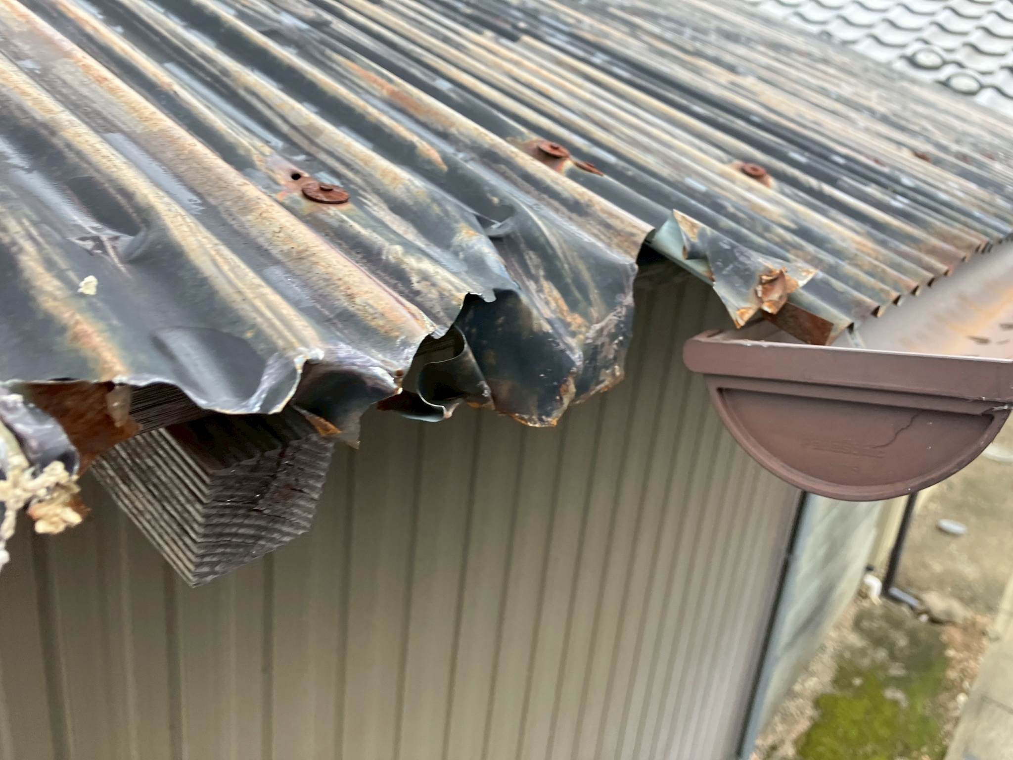 破損したトタン板